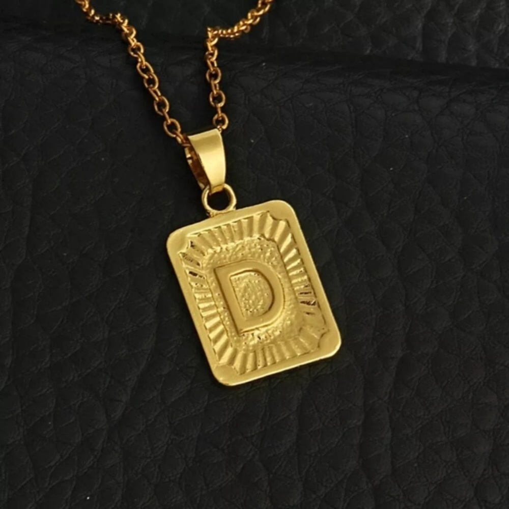 Gold Initial Letter Necklace Link Personalized D